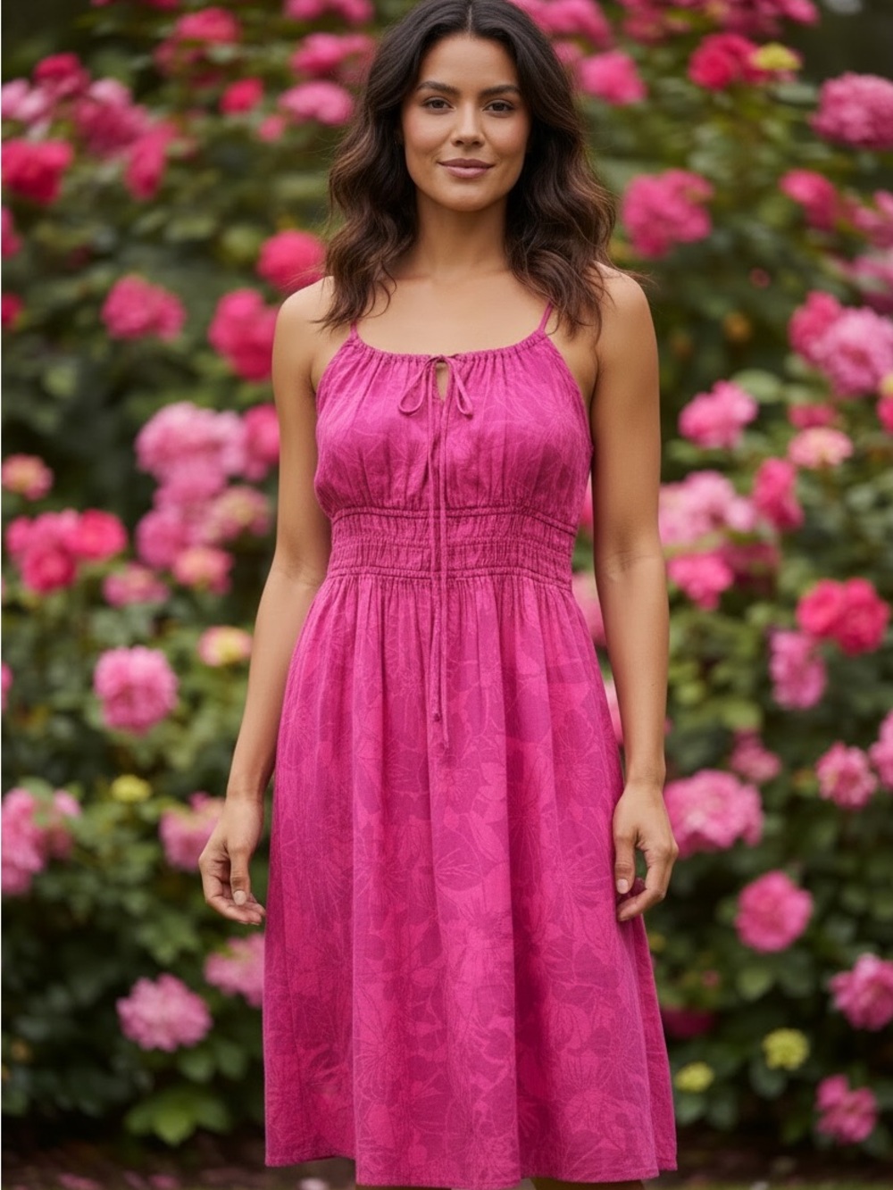 GAP Pink Tie-Neck Midi Sundress Size XL